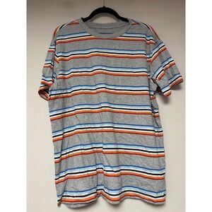 Original Use Mens Gray Multi Stripe Crew‎ Neck T Shirt Size L